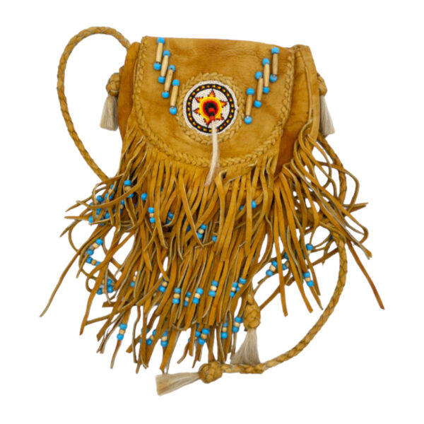 Beaded Fringe Leather Bag