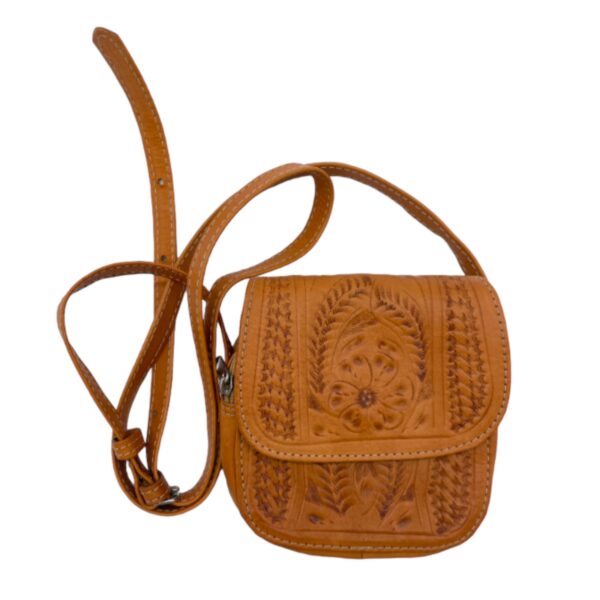 Handtooled Leather Handbag - Brown