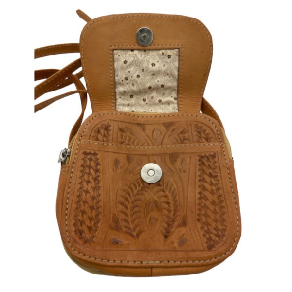 Handtooled Leather Handbag - Brown