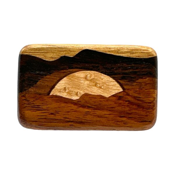 Jerry L. Evans Inlaid Wood & Brass Belt Buckle