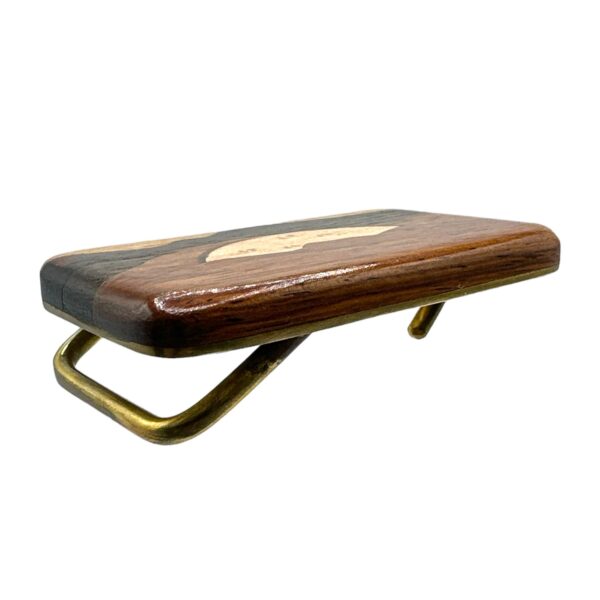 Jerry L. Evans Inlaid Wood & Brass Belt Buckle