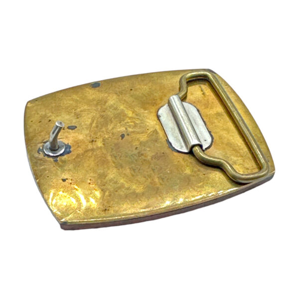 Inlaid Wood, Turquoise, & Brass Belt Buckle