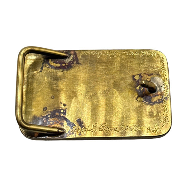 Jerry L. Evans Inlaid Wood & Brass Belt Buckle