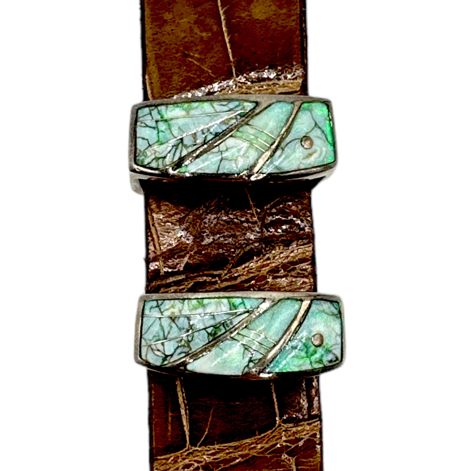 GL Sterling Silver & Opal Ranger Design 4pc. Belt Buckle Set