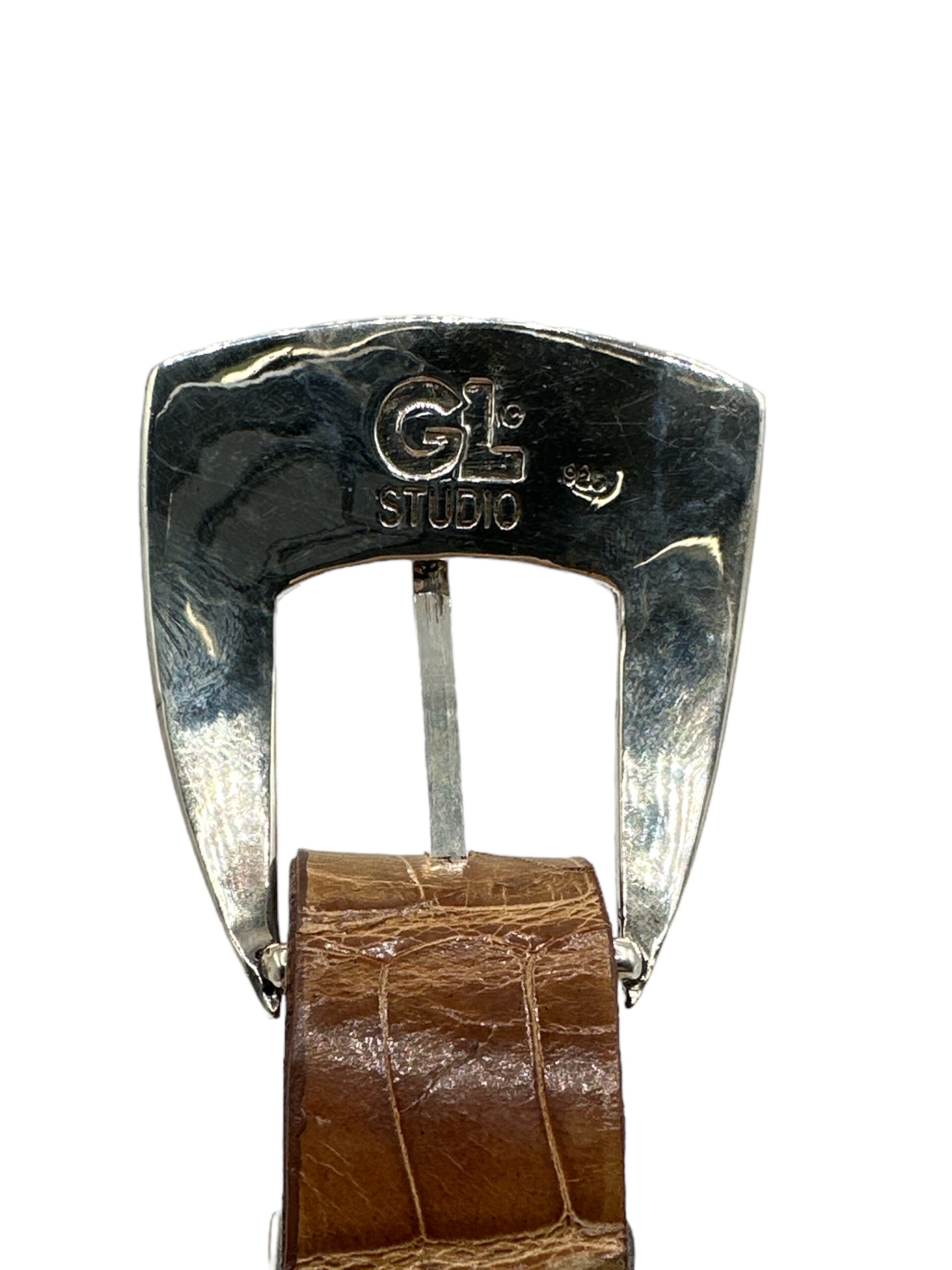 GL Sterling Silver & Opal Ranger Design 4pc. Belt Buckle Set