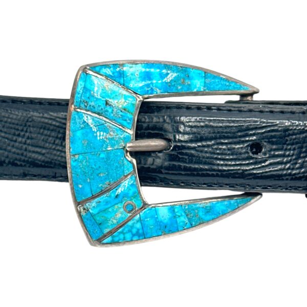 GL Sterling Silver & Sonoran Gold Turquoise Ranger Design 4pc. Belt Buckle Set