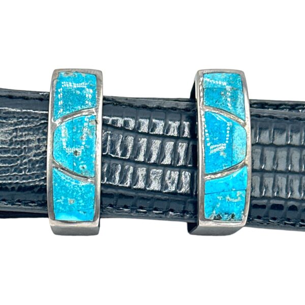 GL Sterling Silver & Sonoran Gold Turquoise Ranger Design 4pc. Belt Buckle Set