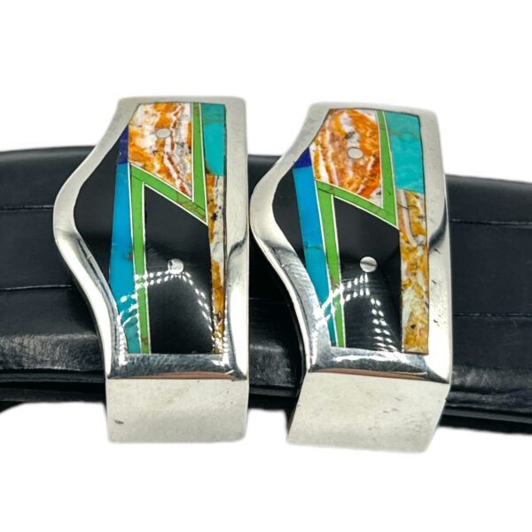 GL Sterling Silver & Multi Stone Ranger Design 4pc. Belt Buckle Set