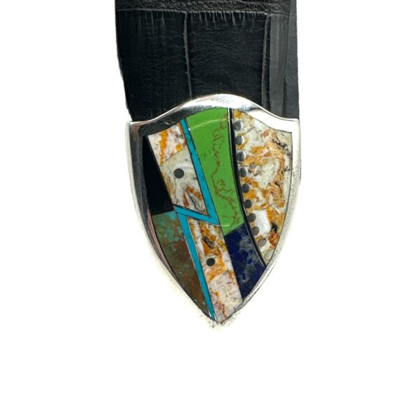 GL Sterling Silver & Multi Stone Ranger Design 4pc. Belt Buckle Set