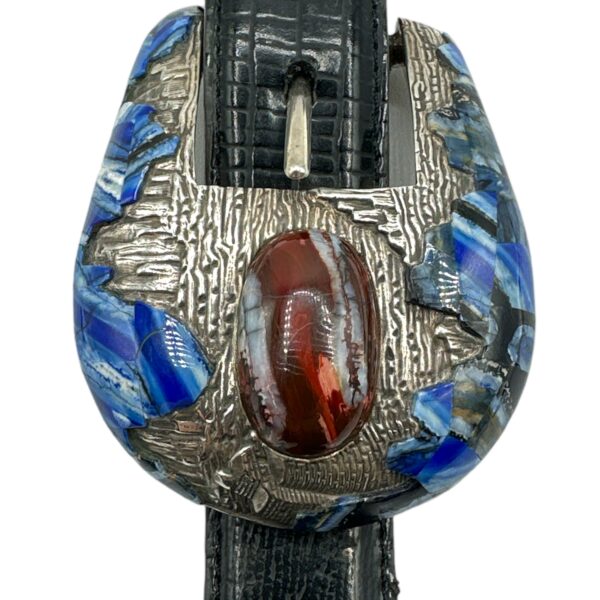 GL Sterling Silver & Agate Ranger Design 4pc. Belt Buckle Set