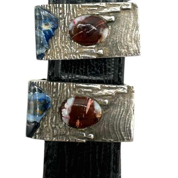 GL Sterling Silver & Agate Ranger Design 4pc. Belt Buckle Set