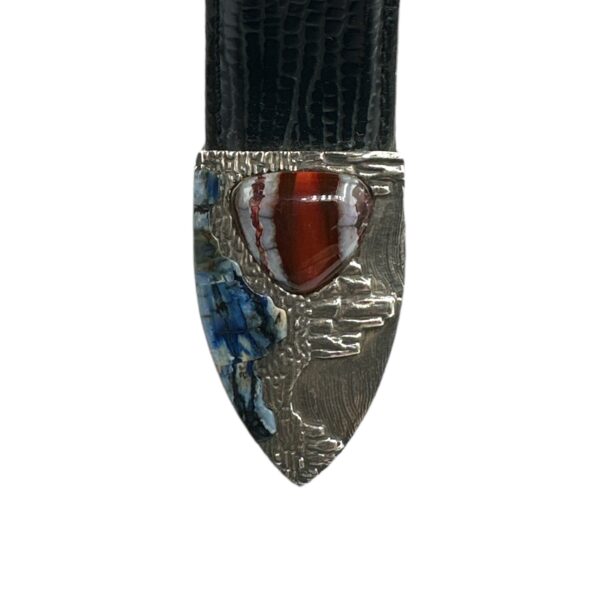GL Sterling Silver & Agate Ranger Design 4pc. Belt Buckle Set