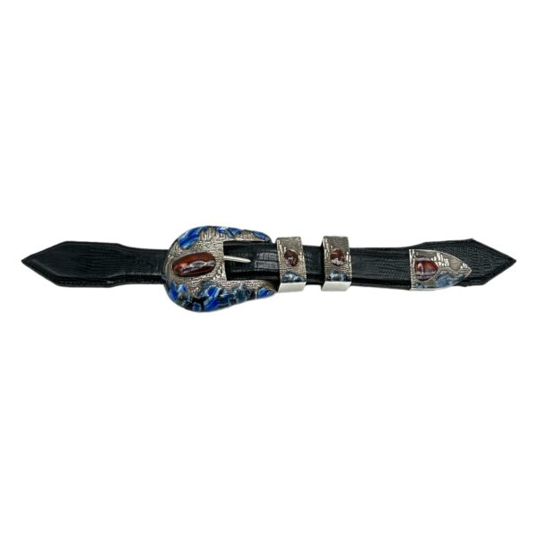GL Sterling Silver & Agate Ranger Design 4pc. Belt Buckle Set