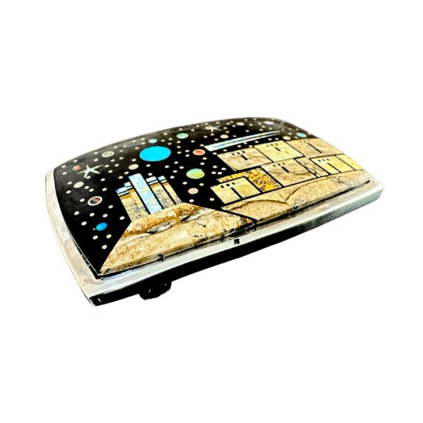 TSF Sterling Silver Multi-Stone Micro Inlay Belt Buckle
