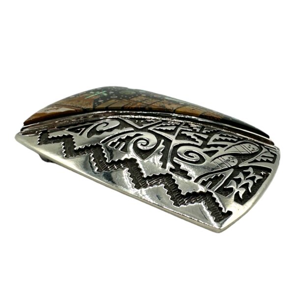 TSF Sterling Silver Overlay & Multi-Stone Micro Inlay Belt Buckle
