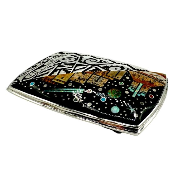 TSF Sterling Silver Overlay & Multi-Stone Micro Inlay Belt Buckle