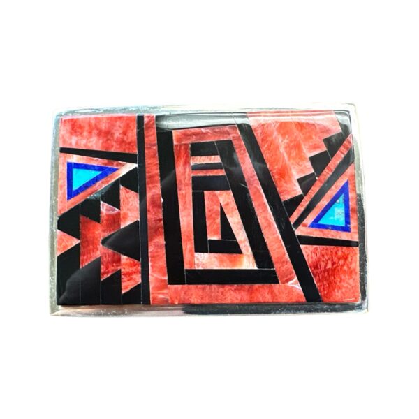 TSF Sterling Silver Multi-Stone Inlay Belt Buckle