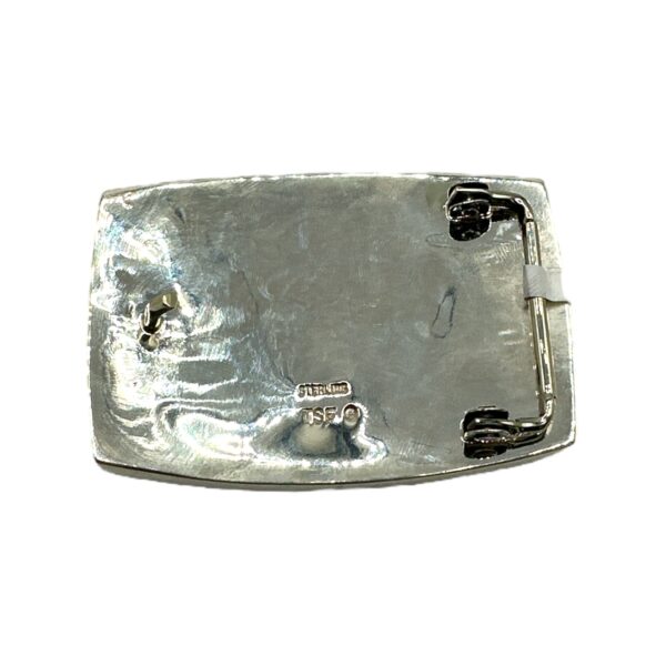 TSF Sterling Silver, Royston Turquoise, & Jet Inlay Belt Buckle