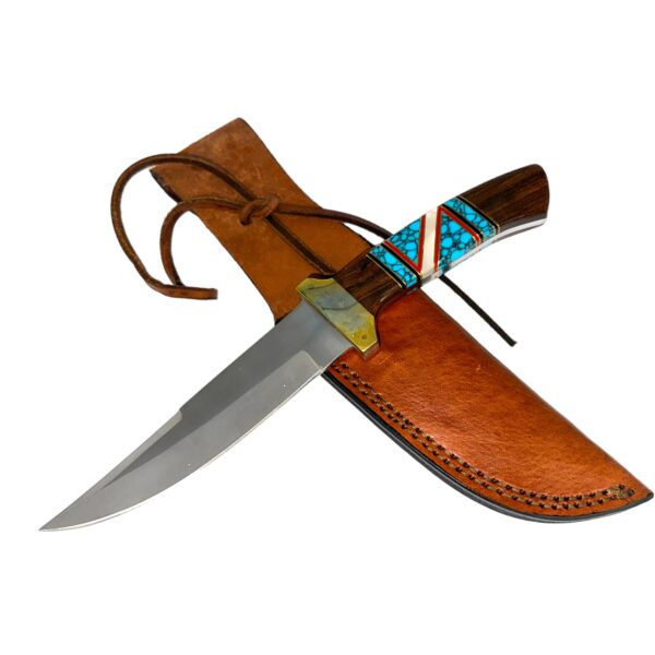 Doris Yazzie Navajo Multi-Stone Inlaid Knife w/ Sheath