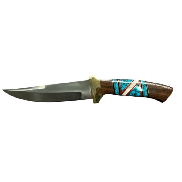 Doris Yazzie Navajo Multi-Stone Inlaid Knife w/ Sheath