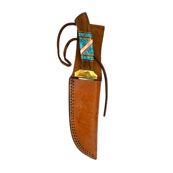 Doris Yazzie Navajo Multi-Stone Inlaid Knife w/ Sheath