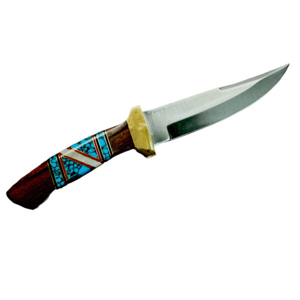 Doris Yazzie Navajo Multi-Stone Inlaid Knife w/ Sheath