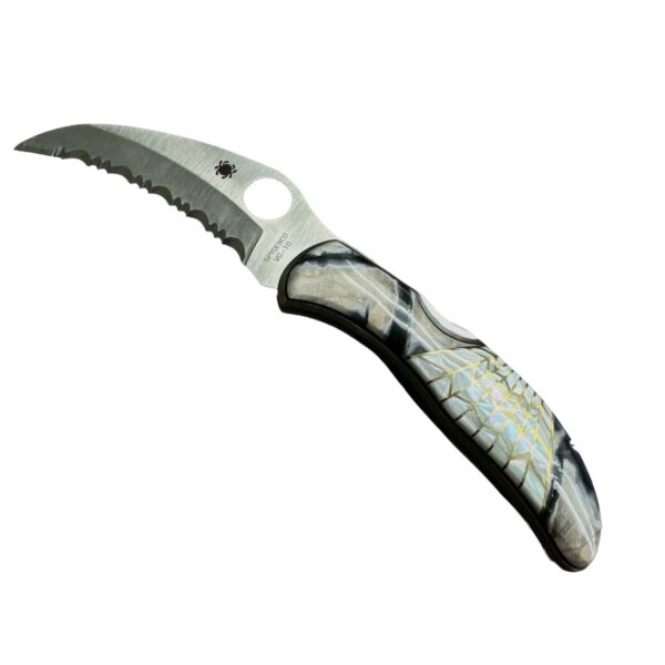 SPYDERCO Folding Locking Pocket Knife w MOP & Agate Handle