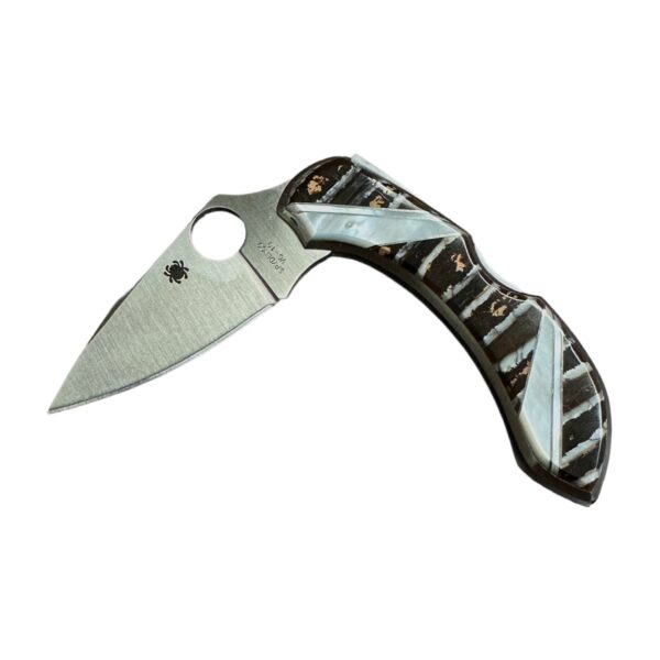 SPYDERCO Mammoth Tooth Natural Fusion & Mother of Pearl Handle Folding Pocket Knife