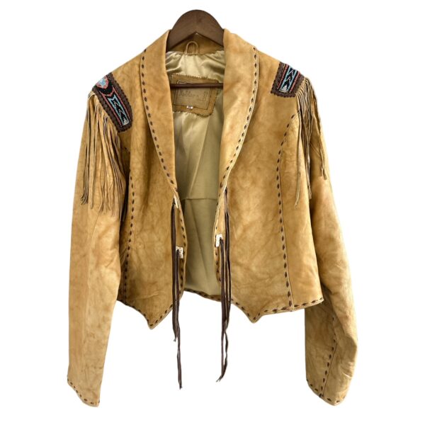 Women's Fringed & Beaded Leather Short Jacket