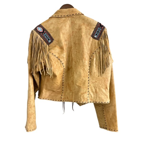 Women's Fringed & Beaded Leather Short Jacket