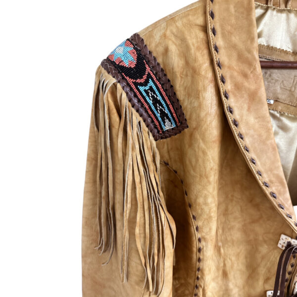 Women's Fringed & Beaded Leather Short Jacket
