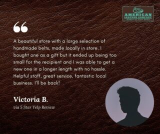 Thank you, Victoria; see you again! 💯
.
.
.
Check our bio ☝
.
.
#leather #handmade #leathercraft #bag #exocticleather #westernstyle #handcrafted #vest #beltbuckle #customwallet #belts #leatherbelts #exoticbelts #handmadebelt #watch #repair #leathergifts #sterlingjewelry #customgifts #jewelry #buckles #style #menswear #mensfashion #oldtown #scottsdale #arizona
